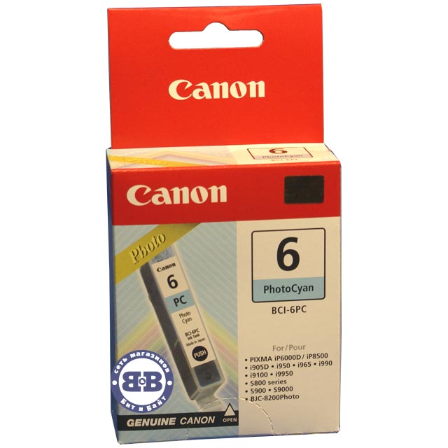 Фото-бирюзовый картридж для Canon Pixma iP6000D, iP8500, Canon i905D, i950, i965, i990, i9100, i9950, S800 Series, S9000, BJC-8200Photo BCI-6PC 13мл. Картинка № 1