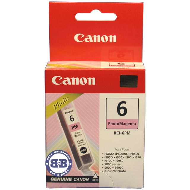 Фото-малиновый картридж для Canon Pixma iP6000D, iP8500, Canon i905D, i950, i965, i990, i9100, i9950, S800 Series, S9000, BJC-8200Photo BCI-6PM 13мл. Картинка № 1