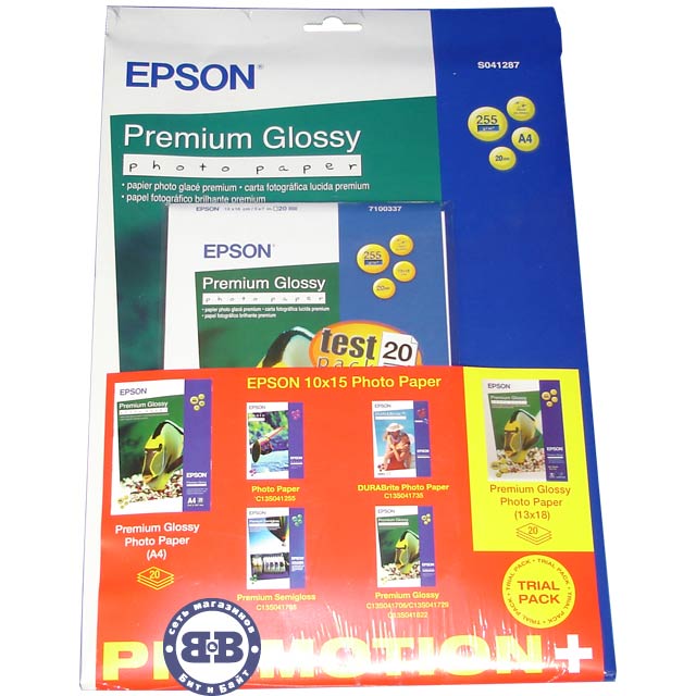 Фотобумага EPSON Premium Glossy Photo Paper A4 210x297мм 20 листов S041287BM + бонус Картинка № 1