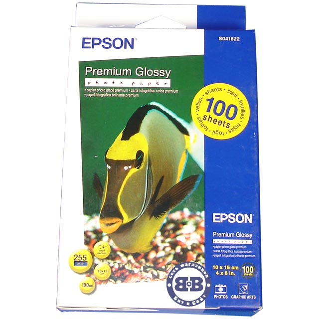 EPSON Фотобумага Premium Glossy Photo Paper 100x150мм 255г/м2 100 листов S041822 глянцевая Картинка № 1