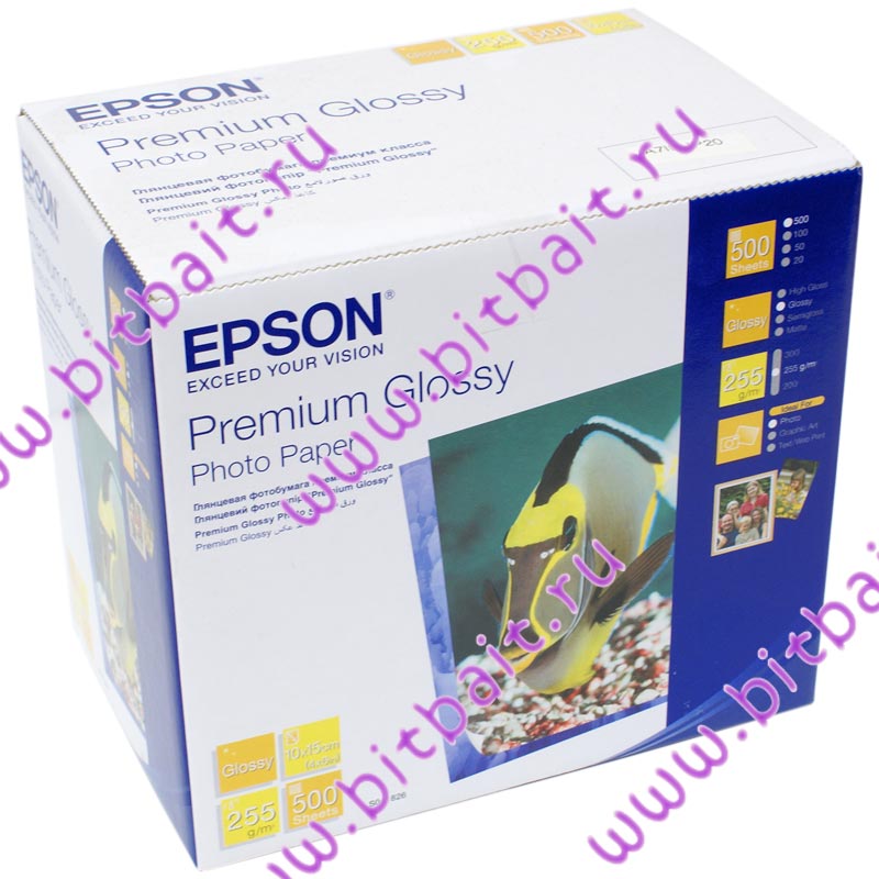 Фотобумага EPSON Premium Glossy Photo Paper 100x150мм 255г/м2 500 листов S041826 глянцевая Картинка № 1