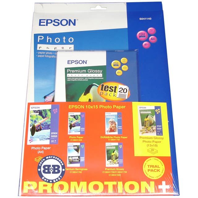 Фотобумага EPSON Photo Paper A4 210x297мм 20 листов S041140BM + бонус Картинка № 1