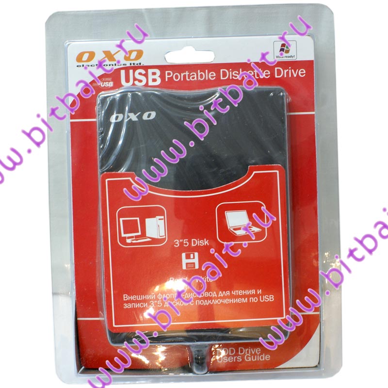 Внешний USB-дисковод для дискет 3,5 дюйма OXO чёрного цвета. FDD ext. USB Картинка № 3