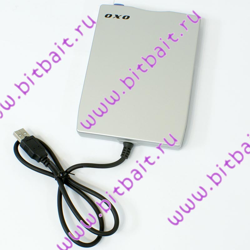 Внешний USB-дисковод для дискет 3,5 дюйма OXO серебристого цвета. FDD ext. USB Картинка № 1