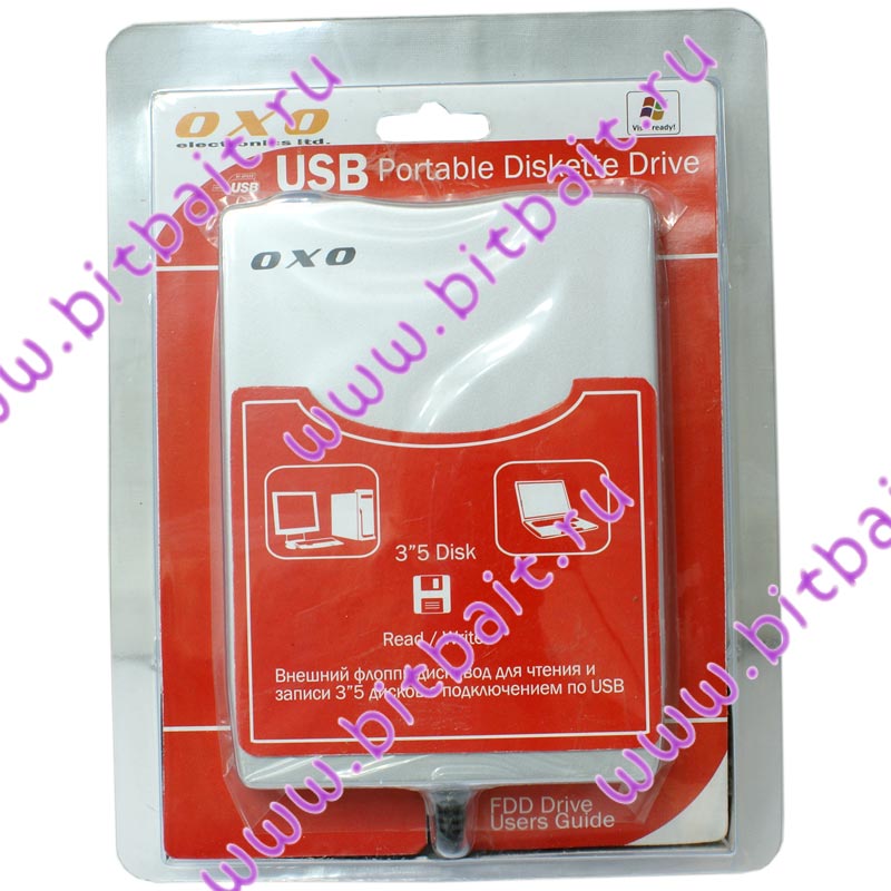 Внешний USB-дисковод для дискет 3,5 дюйма OXO серебристого цвета. FDD ext. USB Картинка № 3