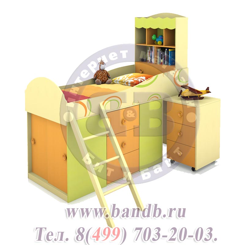 Кровать комбинированная со столом Фруттис жёлтый+манго+лайм Картинка № 5