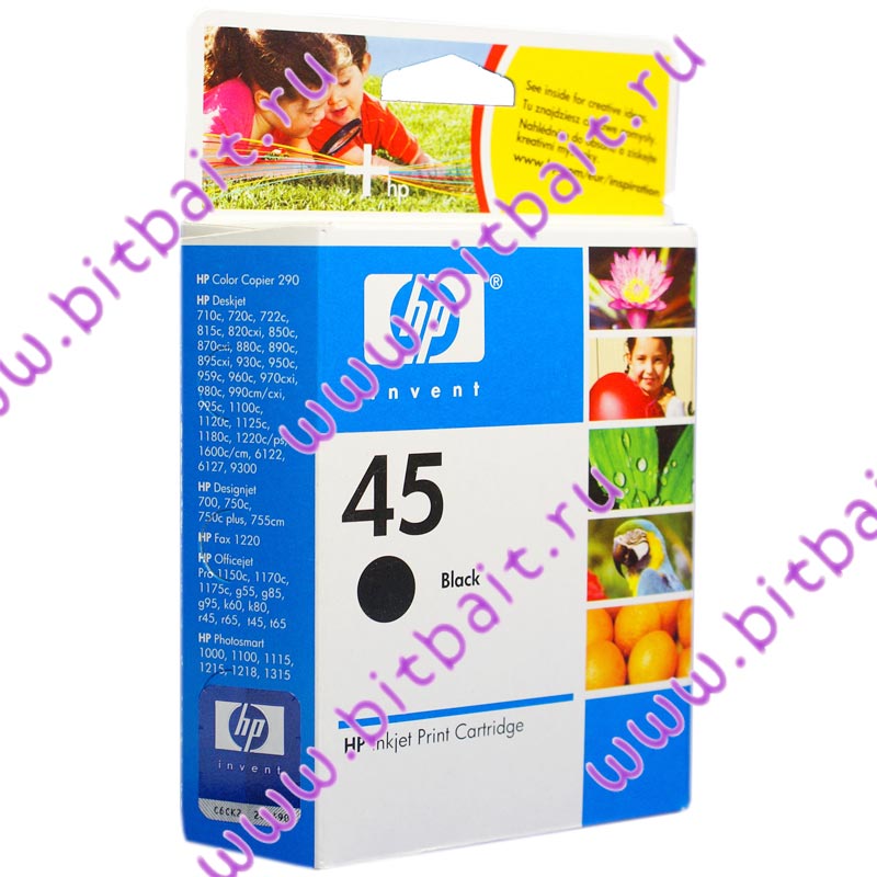 Чёрный картридж для HP DJ 720c/890c/930c/960c/1100c, OJ 1150c/g55/g95/k60, PhSm 1000/1100 и др. (51645G) HP 45 Картинка № 1