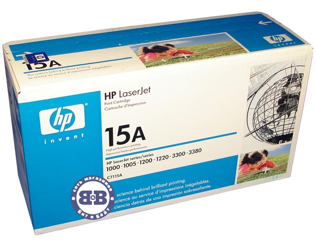 Чёрный картридж для HP LaserJet 1000W, 1005W, 1200, 1220, 3300, 3330, 3380 (C7115A) HP 15A Картинка № 1