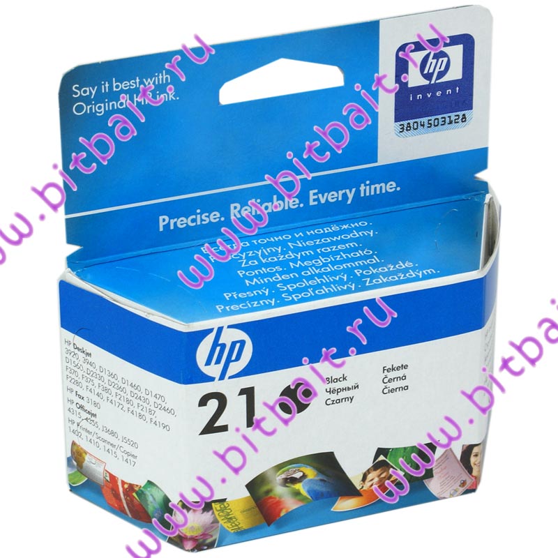 Чёрный картридж для HP DJ F380, D1360, D2360, 3920, 3940, OfficeJet 4355, 4315, PSC 1402, 1410, 1415, 1417 и др. (C9351AE) HP 21 Картинка № 1