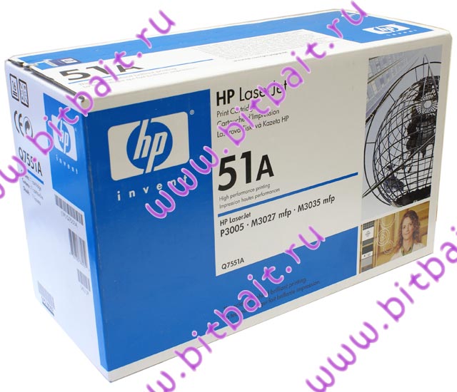 Чёрный картридж для HP LaserJet P3005 серии, M3027MFP серии, M3035MFP серии (Q7551A) HP 51A Картинка № 1