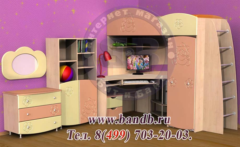 Шкаф для книг Капитошка ДК-4 ваниль/абрикос Картинка № 5
