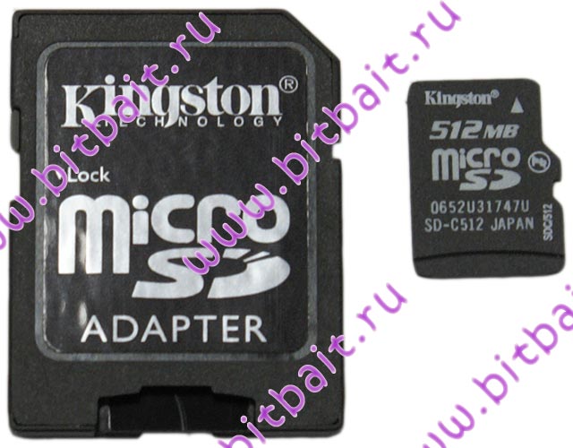 Secure Digital Card 512Mb MicroSD Kingston (microSD) Memory Card Картинка № 1