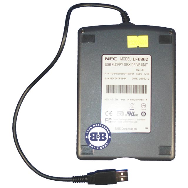 Внешний USB-дисковод для дискет 3,5 дюйма NEC чёрного цвета. FDD ext. USB Картинка № 2