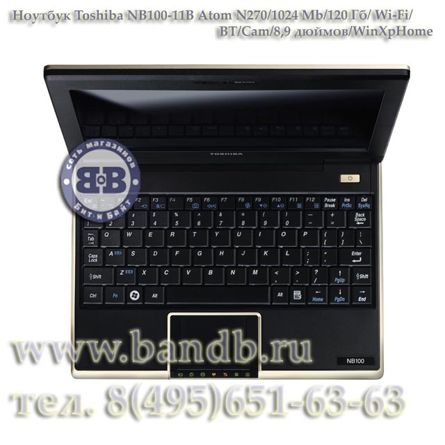 Ноутбук Toshiba NB100-11B Atom N270 / 1024Mб / 120Гб / Wi-Fi / BT / Cam / 8,9 дюймов / WinXpHome Картинка № 3