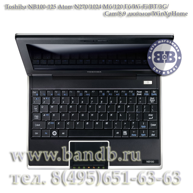 Ноутбук Toshiba NB100-125 Atom N270 / 1024Mб / 160Гб / Wi-Fi / BT / Cam / 8,9 дюймов / WinXPHome Картинка № 3