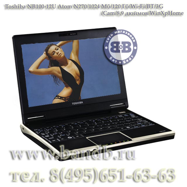 Ноутбук Toshiba NB100-12U Atom N270 / 1024Мб / 120Гб / Wi-Fi / BT / 3G / Cam / 8,9 дюймов / WinXpHome Картинка № 1