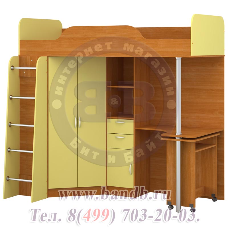 Кровать-чердак со столом Ника 427М цвет вишня/бежевый Картинка № 3