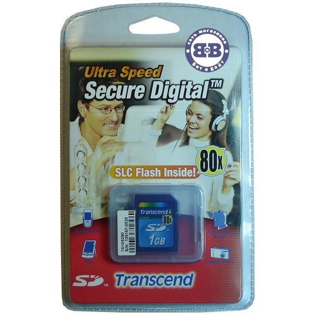 Secure Digital Card 1024Mb Transcend 80x [TS1GSD80] (SD) Memory Card Картинка № 3