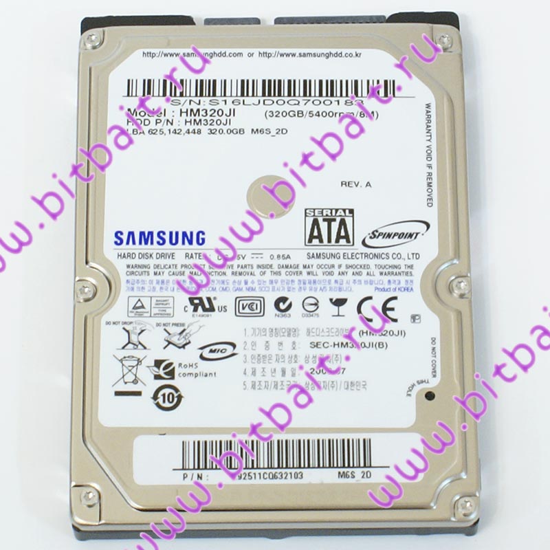 Жёсткий диск для ноутбука HDD Samsung 320Gb HM320JI 5400rpm 8Мб SATA 2,5 дюйма Картинка № 1