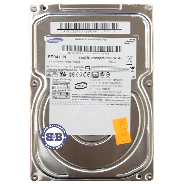 Жёсткий диск HDD Samsung 40Gb SP0411N 7200rpm 2Мб IDE 3,5 дюйма Картинка № 1