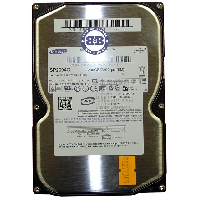 Жёсткий диск HDD Samsung 200Gb SP2004C 7200rpm 8Мб SATA-II 3,5 дюйма Картинка № 1