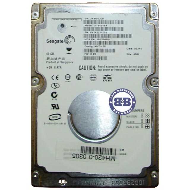 Жёсткий диск для ноутбука HDD Seagate 40Gb ST94019A 5400rpm 2Мб IDE 2,5 дюйма Картинка № 1