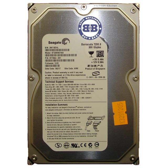 Жёсткий диск HDD Seagate 300Gb ST3300831AS 7200rpm 8Мб SATA 3,5 дюйма Картинка № 1