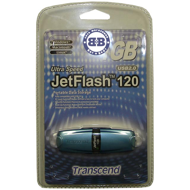 USB Flash RAM 1024Mb USB2.0 Transcend Jetflash 120 Blue (TS1GJF120) Картинка № 3