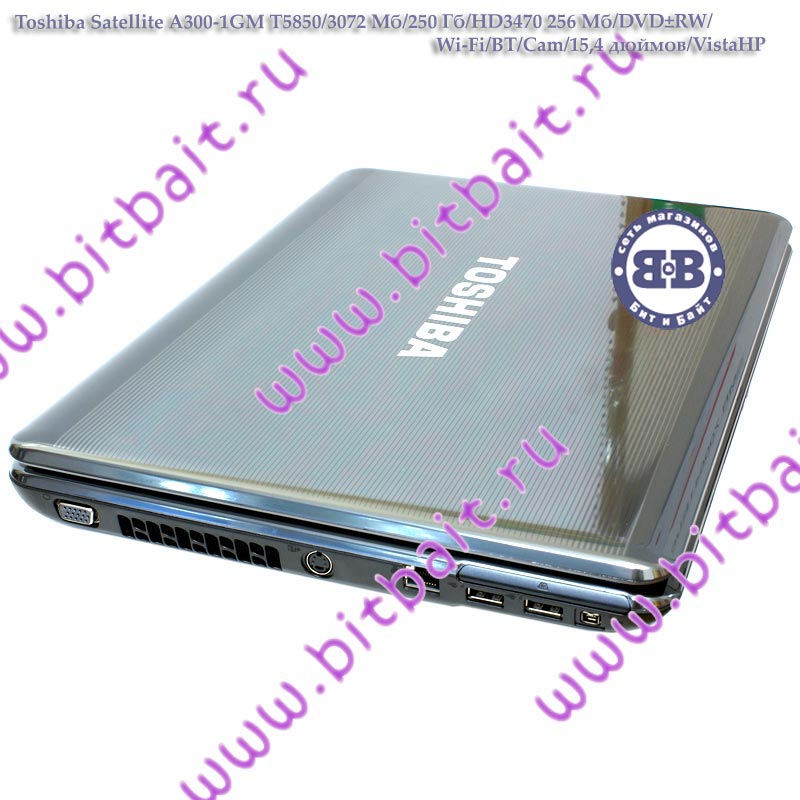 Ноутбук Toshiba Satellite A300-1GM T5850 / 3072Мб / 250Гб / HD3470 256Мб / DVD±RW / Wi-Fi / BT / Cam / 15,4 дюймов / WVistaHP Картинка № 2