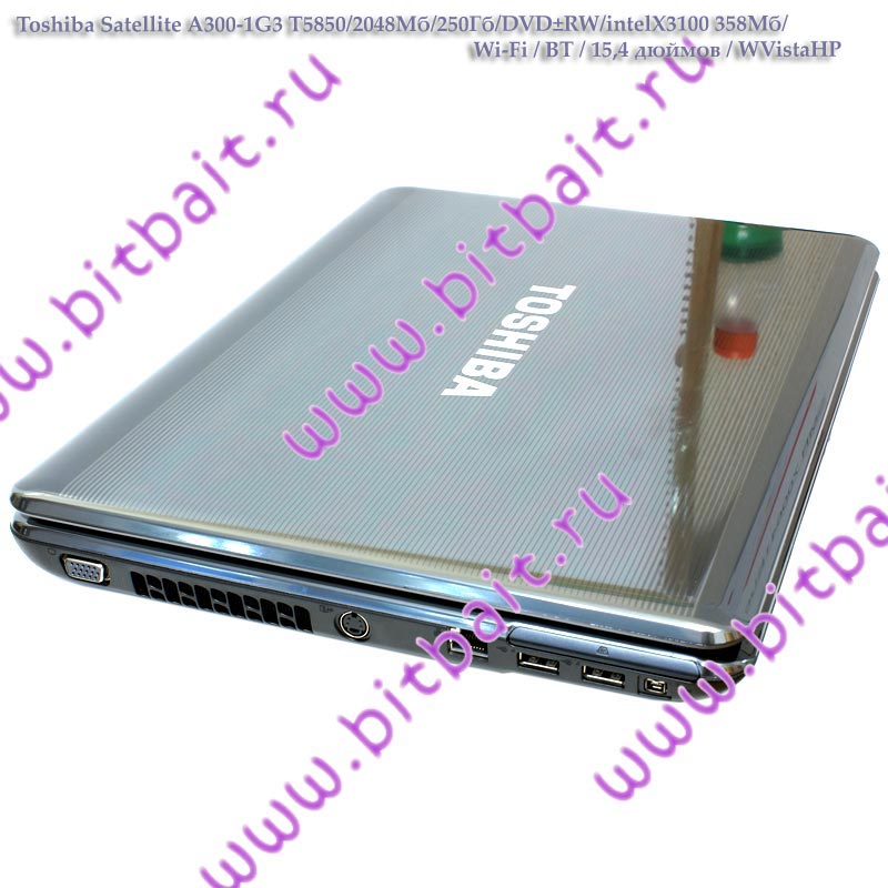 Ноутбук Toshiba Satellite A300-1G3 T5850  / 2048Мб / 250Гб / X3100 358Mб / DVD±RW / Wi-Fi / BT / Cam / 15,4 дюймов / WVistaHP Картинка № 2