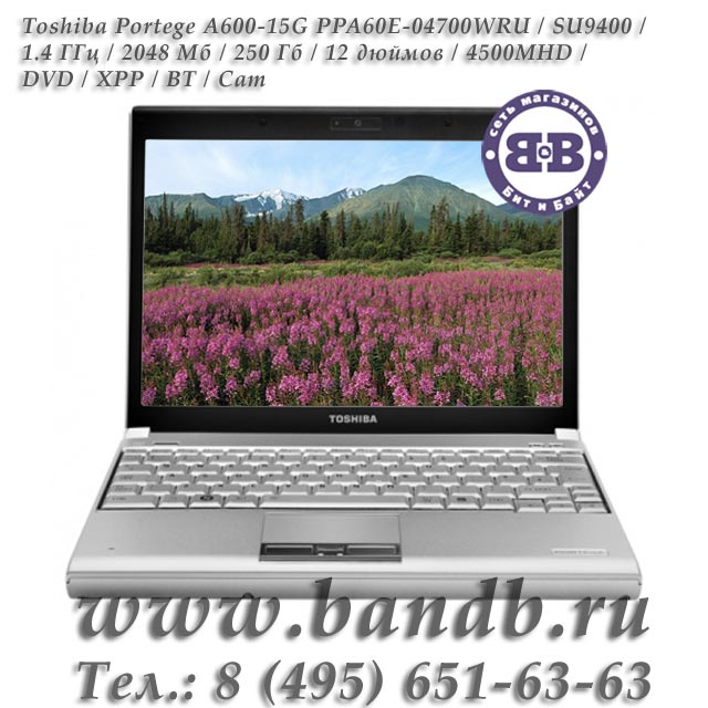 Toshiba Portege A600-15G PPA60E-04700WRU / SU9400 1.4 ГГц / 2048 Мб / 250 Гб / 4500MHD / DVD / BT / Cam / 12 дюймов / XPP Картинка № 3
