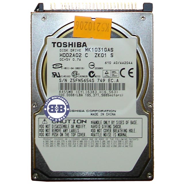 Жёсткий диск для ноутбука HDD Toshiba 100Gb MK1031GAS 4200rpm 8Мб IDE 2,5 дюйма Картинка № 1