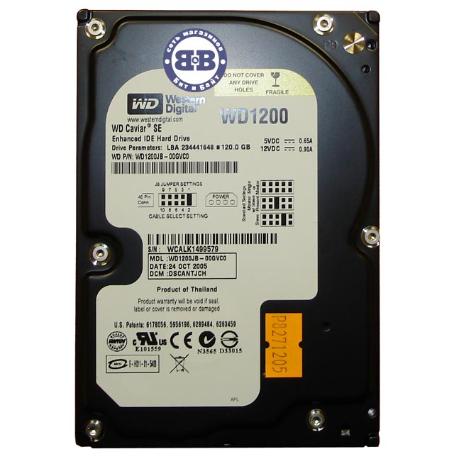 Жёсткий диск HDD Western Digital 120Gb WD1200JB 7200rpm 8Мб IDE 3,5 дюйма Картинка № 1