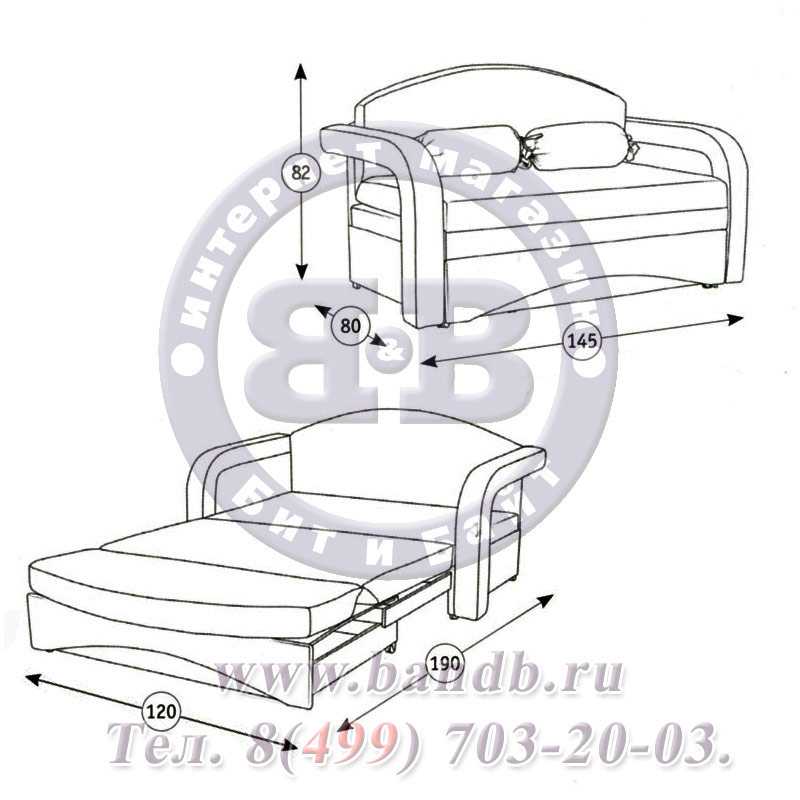 Диван-кровать Антошка ткань 10020-1 Картинка № 2