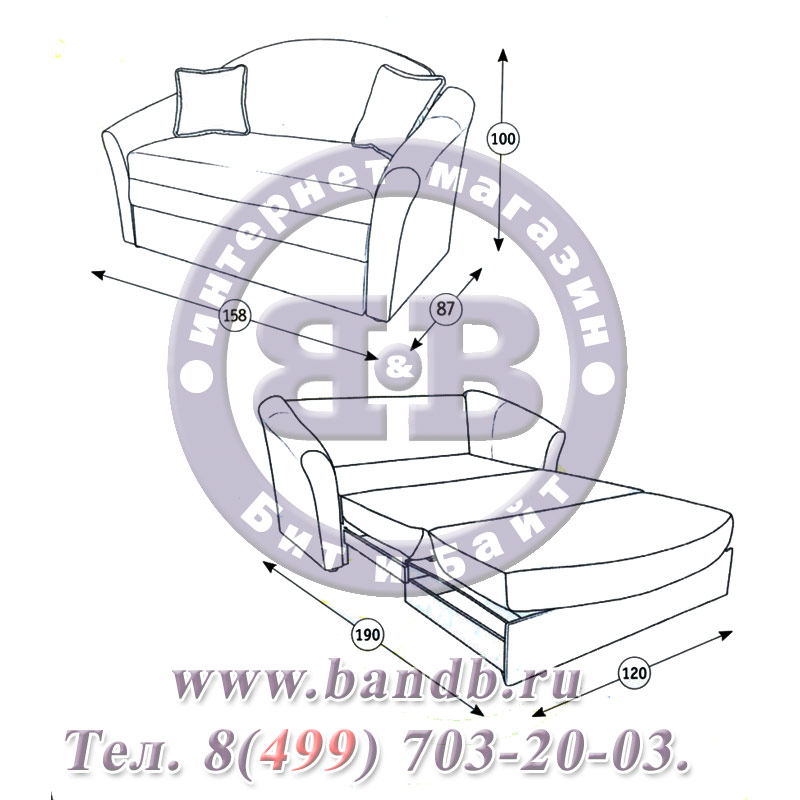 Детская диван-кровать Дюймовочка ткань 10011-1 Картинка № 2