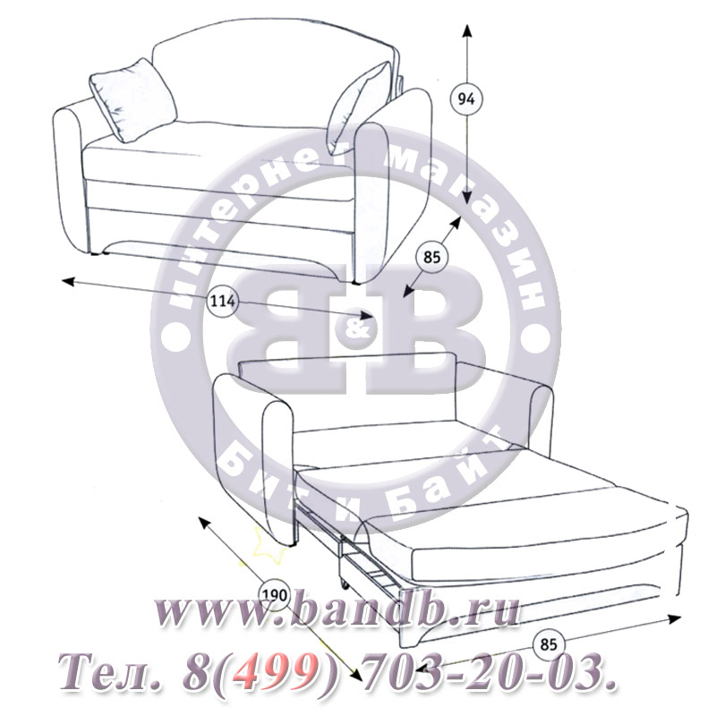 Кресло-кровать Дюймовочка 1 85 ткань 10022 Картинка № 2