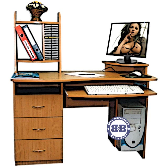 Стол компьютерный Юпитер-М 04К с ящиками цвет итальянский орех ламинированное ДСП артикул 5226-00 старый дизайн Картинка № 1