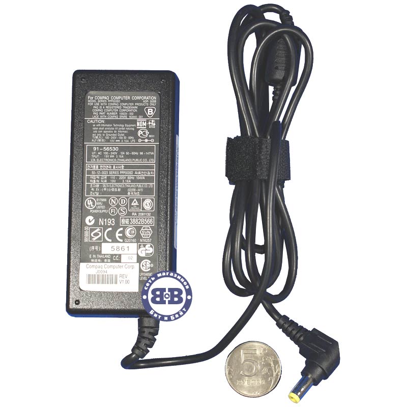 Зарядное устройство #1604006, блок питания для ноутбуков Compaq AC Adapter 19V/3.16A Картинка № 1