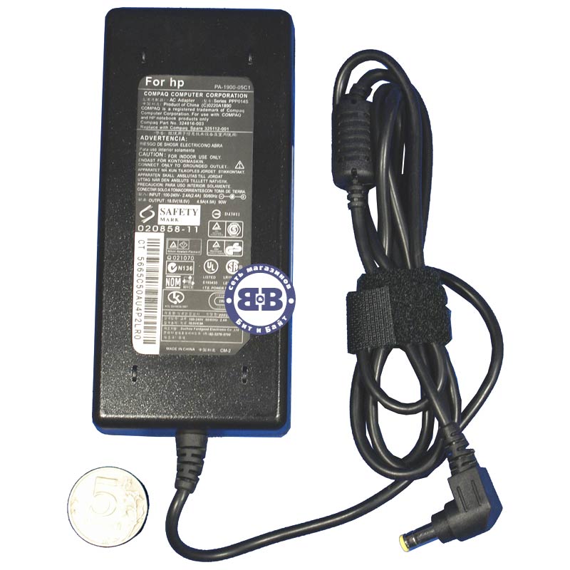 Зарядное устройство #1610003, блок питания для ноутбуков HP/Compaq AC Adapter 18.5V/4.9A Картинка № 1
