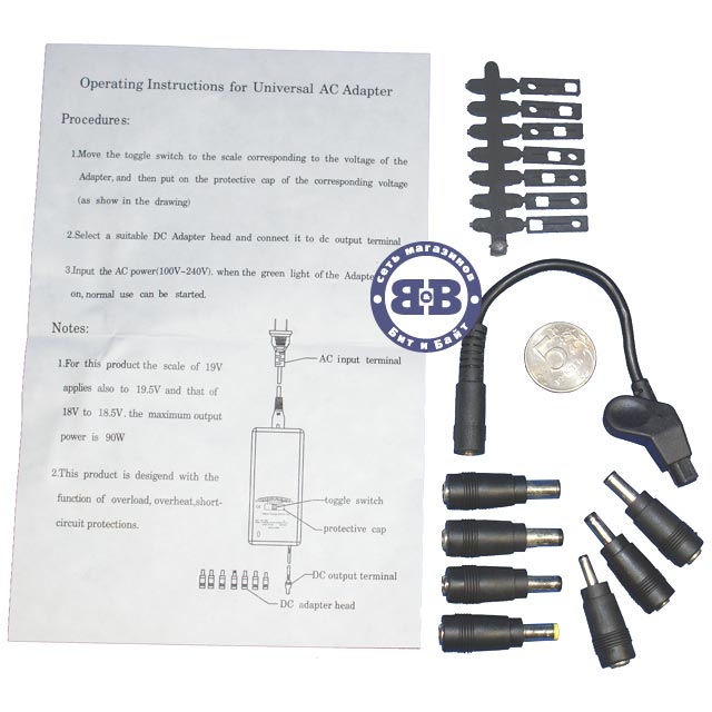 Зарядное устройство #1699001, универсальный блок питания для различных ноутбуков AC Adapter 15V-20V/4.5A, 22-24V/3.5A Картинка № 3