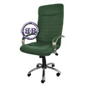 Кресло Орион 1Х эко-кожа, цвет зелёный, высокая спинка, хромированные крестовина и подлокотники