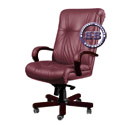 Кресло директора Алекс 1Д эко-кожа, цвет бордовый, высокая спинка, крестовина и подлокотники дерево палисандр