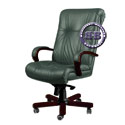 Кресло директора Алекс 1Д эко-кожа, цвет зелёный, высокая спинка, крестовина и подлокотники дерево палисандр