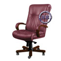 Кресло директора Алекс 1Д эко-кожа, цвет бордовый, высокая спинка, крестовина и подлокотники дерево тёмный орех