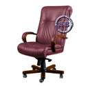Кресло директора Алекс 1Д эко-кожа, цвет бордовый, высокая спинка, крестовина и подлокотники дерево вишня