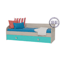 Кровать односпальная детская с двумя ящиками Сити цвет дуб сонома/аква