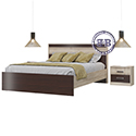 Кровать двуспальная с двумя прикроватными тумбочками Румба цвет дуб сонома/венге