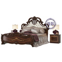 Картинки Двуспальная кровать Грация 1600 мягкое изголовье с двумя тумбами цвет орех тайский в интернет-магазине Бит и Байт