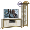 Гостиная Версаль слоновая кость Шкаф 1-дверный с короной и Тумбой TV
