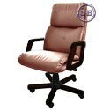 Кресло Надир 1Д кожа люкс, цвет светло-коричневый, высокая спинка, крестовина и подлокотники дерево палисандр